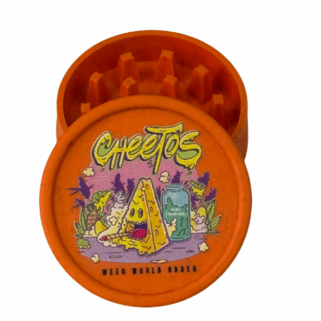 Grinder Cheetos Weed World Order – Biodegradable de Resina con Diseño Exclusivo naranja